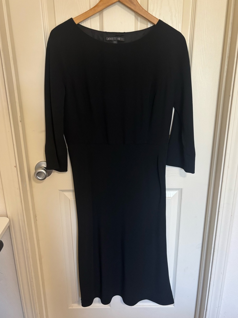 Lafayette 148 New York Black Three Quarter Sleeve Dress Size 8 - Picture 2 of 10